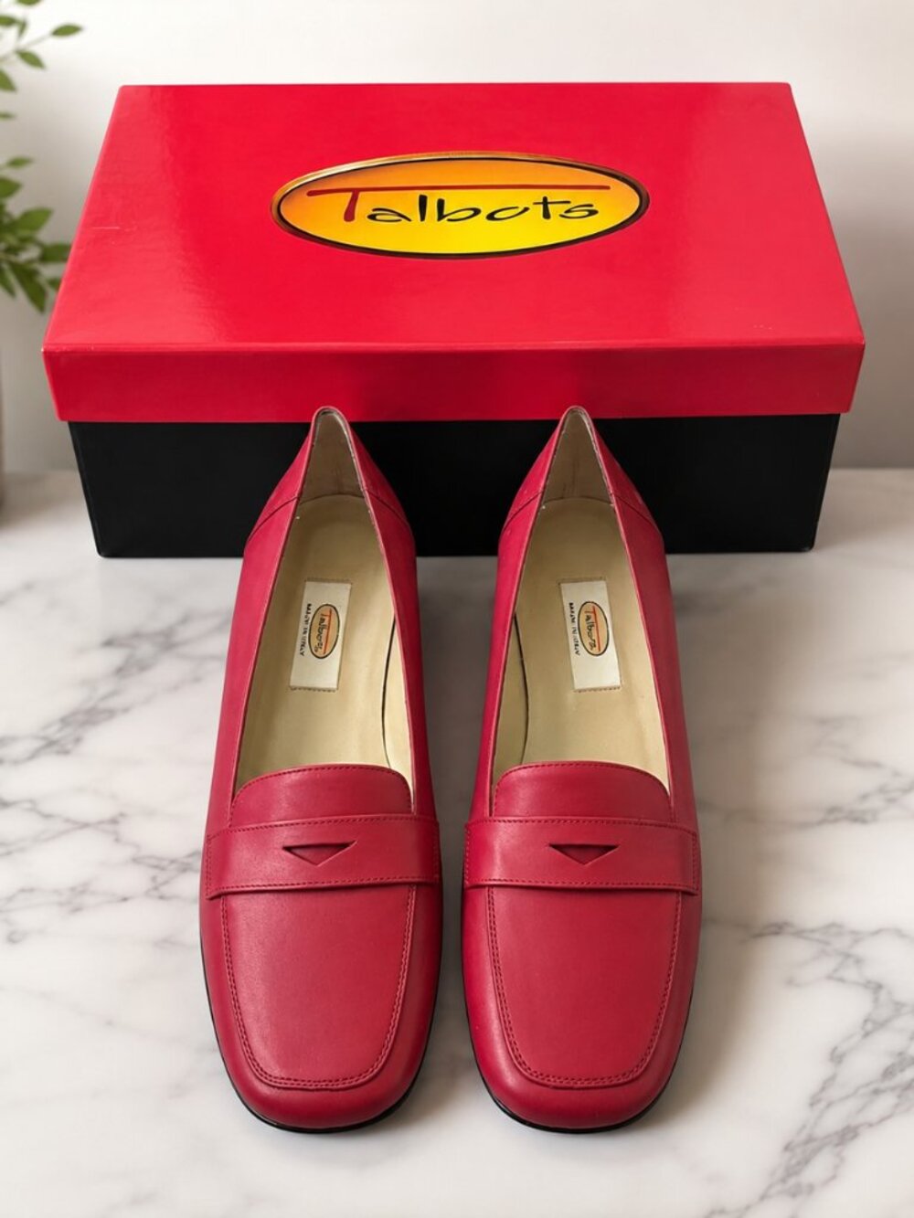 NIB Talbots SIRA Red Leather Loafers Size 6.5 Made in Italy